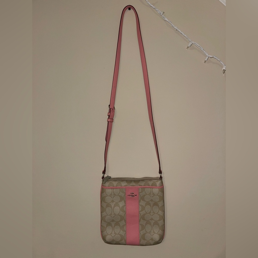 Coach Pink and Tan Crossbody Bag